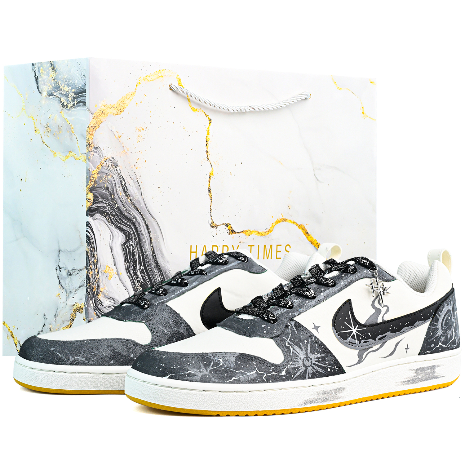 

Nike Мужские низкие скейтбордные кроссовки Court Borough с амортизацией, износостойкими свойствами и легким весом, белый и черный