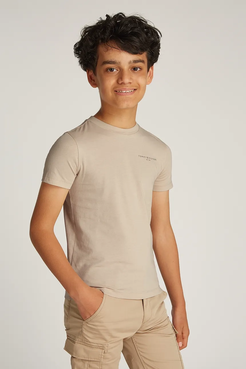 

Хлопковая футболка для детей Tommy Hilfiger, бежевый