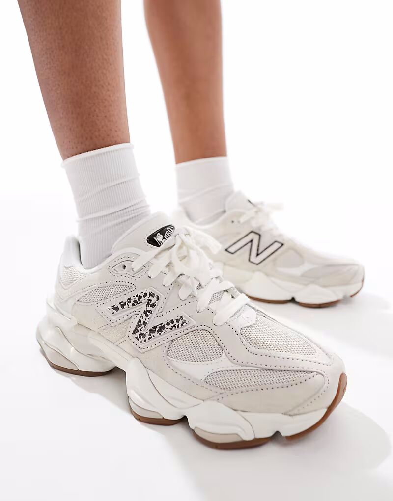 New Balance 9060 бежевого цвета с леопардовым принтом - эксклюзивно для ASOS
