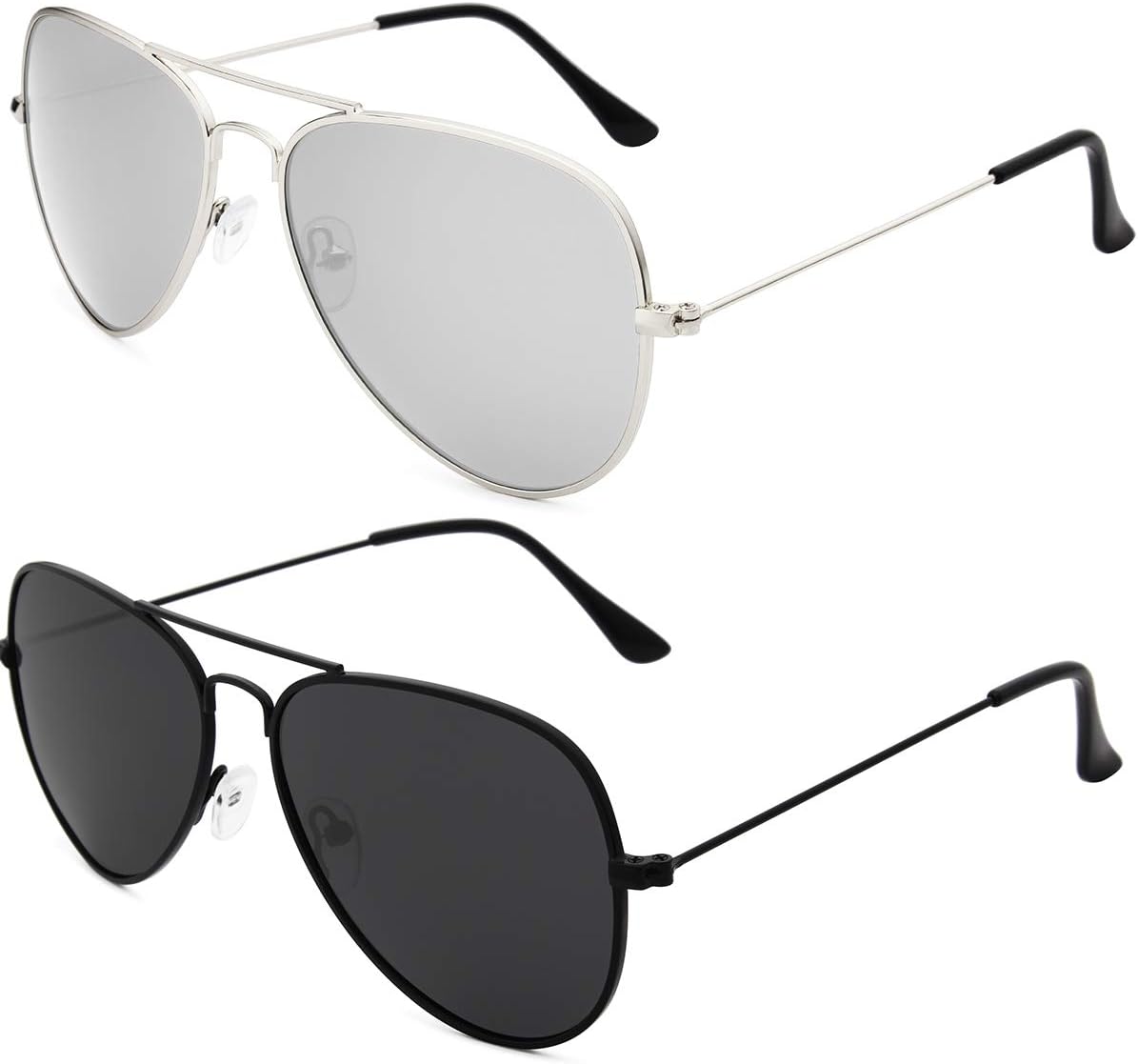 

Солнцезащитные очки Livho для мужчин и женщин, авиаторские, поляризованные, с металлическими зеркальными линзами, защита от УФ-излучения UV 400 (серебристые и черные), Silver & Black