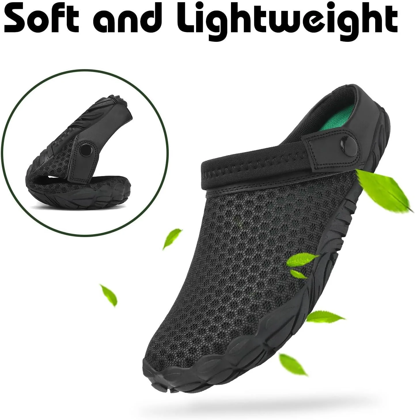 Сабо Mishansha Pantoletten Herren Sommer Gartenschuhe Damen Atmungsaktiv Barfuß Hausschuhe, черный — фото 3