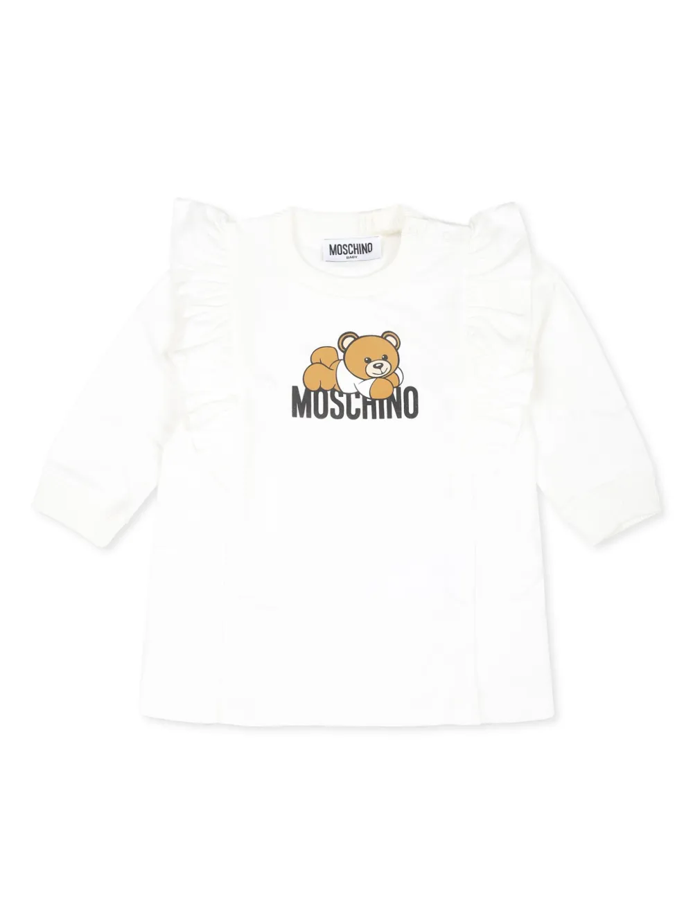

Платье мини из органического хлопка с принтом Teddy Bear Moschino Kids, белый