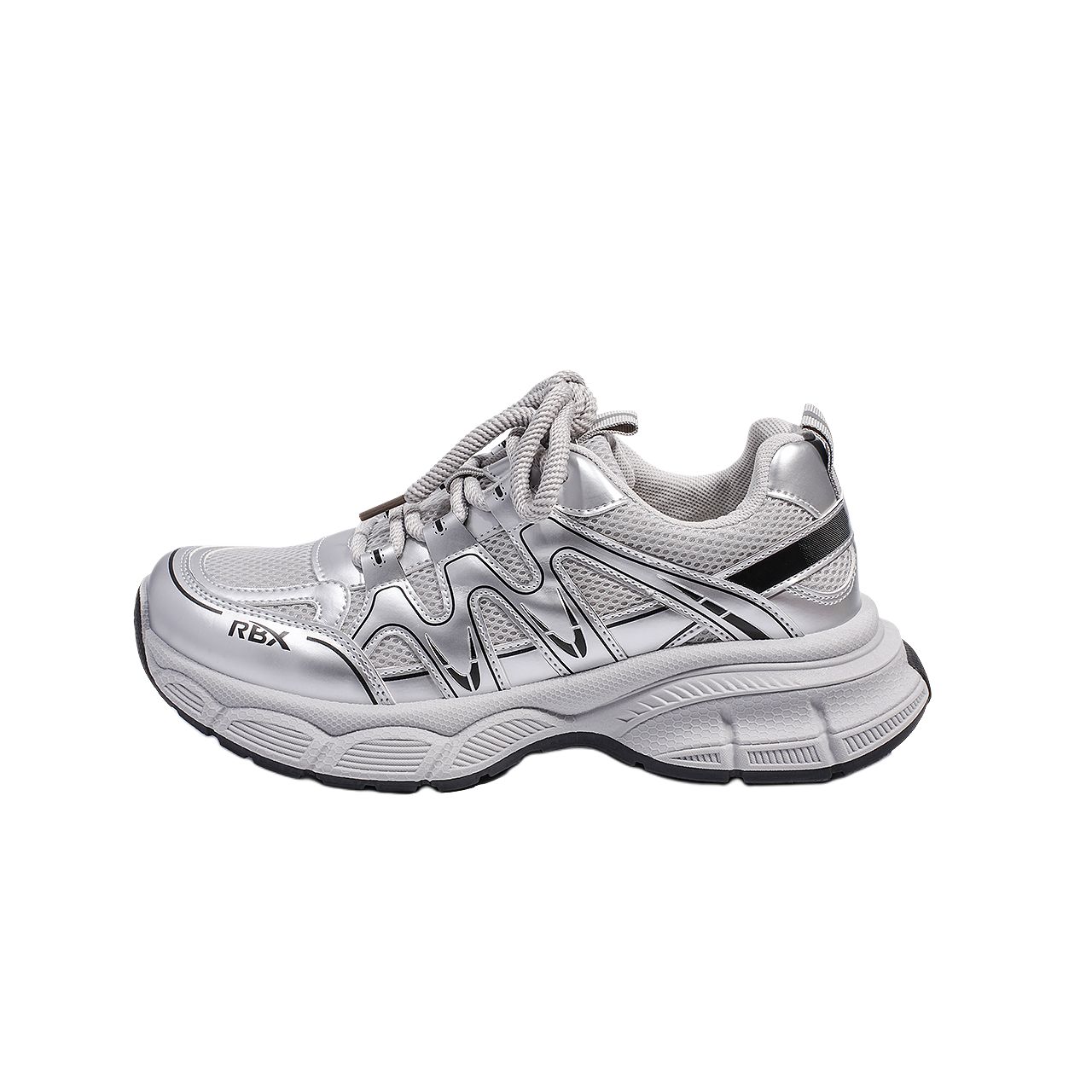 

Дышащие кроссовки Low Top Chunky для мужчин с амортизацией RENBEN, серебристо-черный