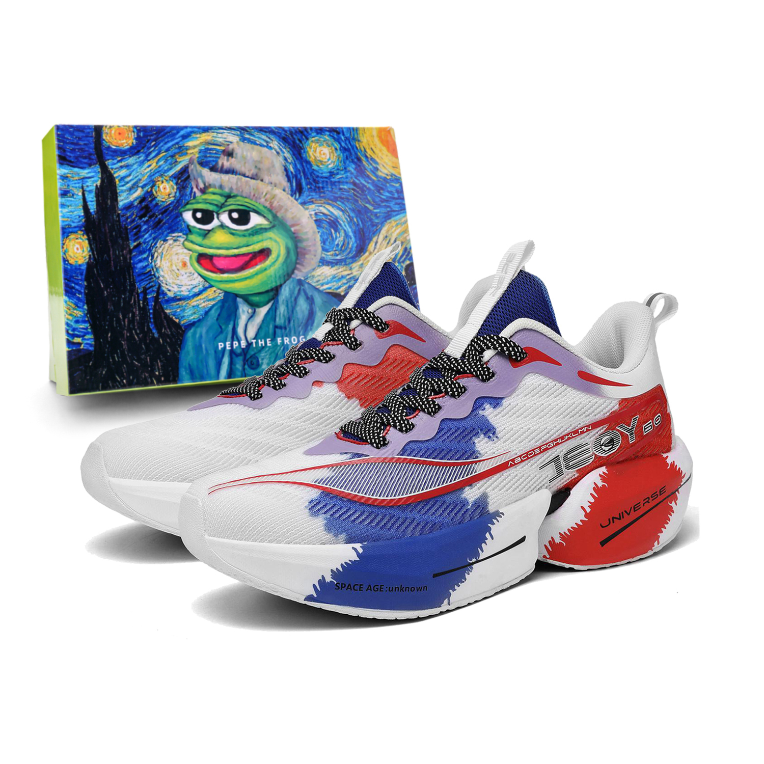 

Pepe The Frog Амортизирующие износостойкие легкие низкие кроссовки унисекс белый черный, цвет White Black