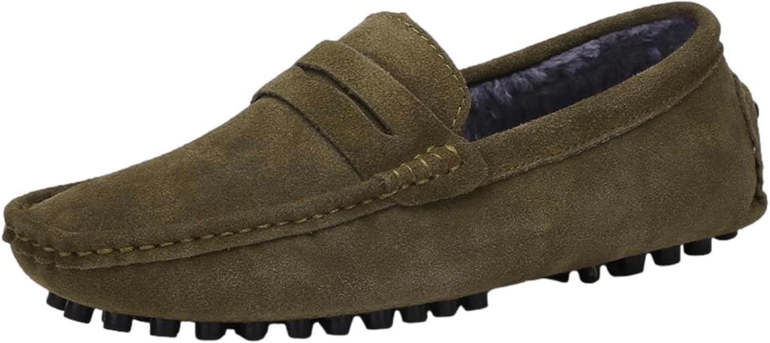 

Мужские замшевые кожаные лоферы ANUFER, удобные мокасины, хаки