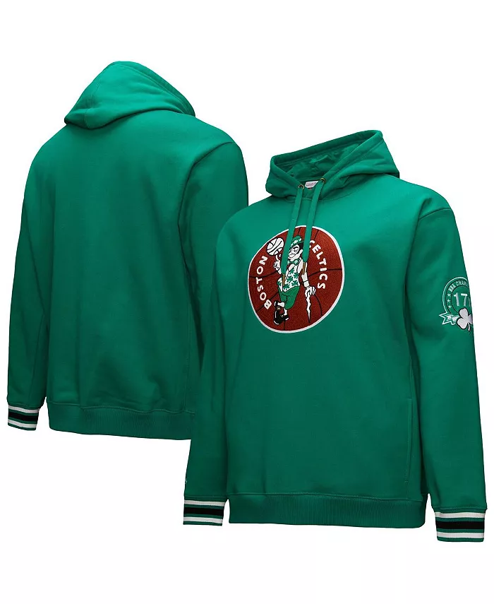 

Мужская толстовка с капюшоном Kelly Green Boston Celtics Chainstitch Applique Vintage Heavyweight Mitchell & Ness