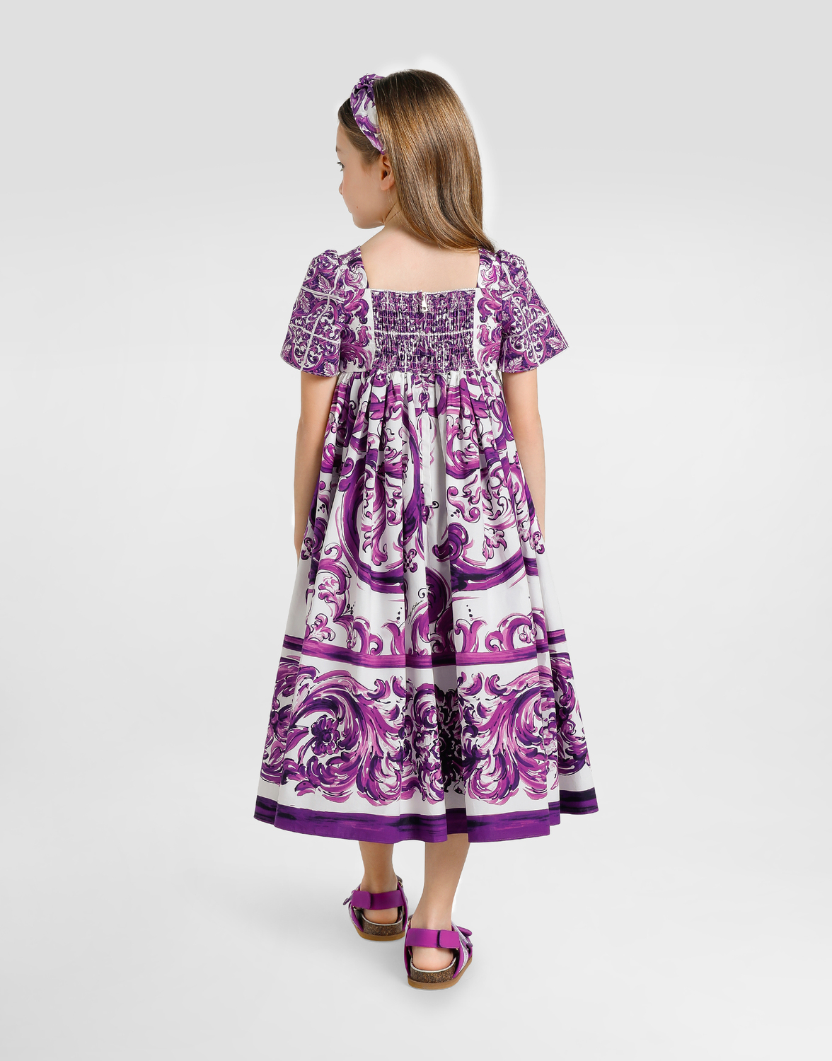 Платье из поплина с принтом «майолика» Dolce&Gabbana, мультиколор — фото 4