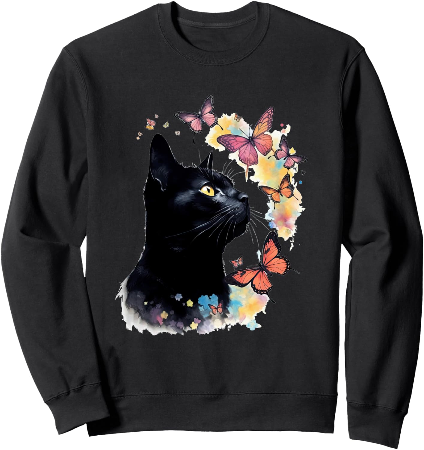 

Стильная толстовка с изображением кошки в деревенском стиле, украшенная бабочками и цветами Cottagecore Goblincore And Fairycore Stuff, черный