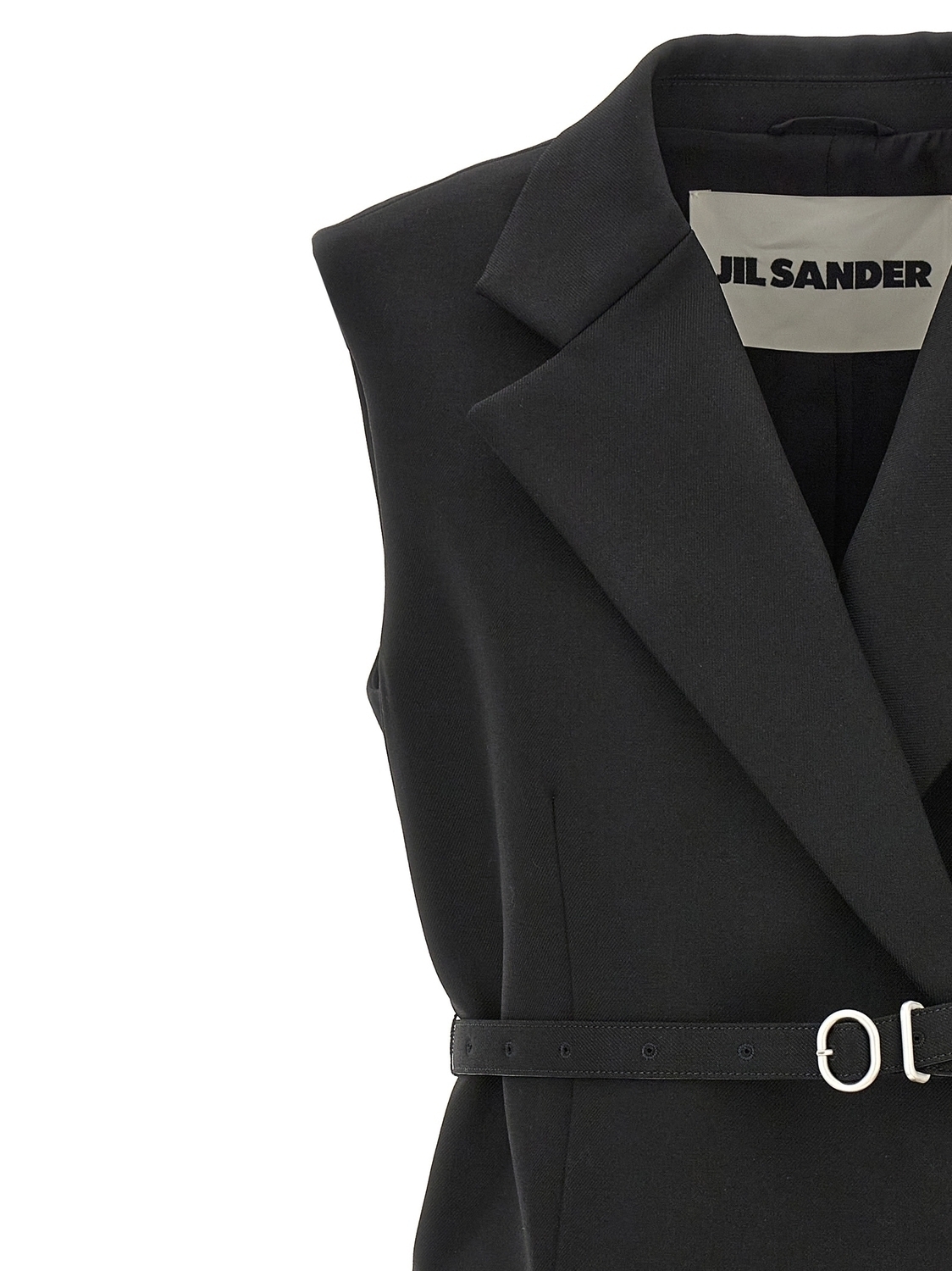 Шерстяной жилет с поясом JIL SANDER, черный — фото 3