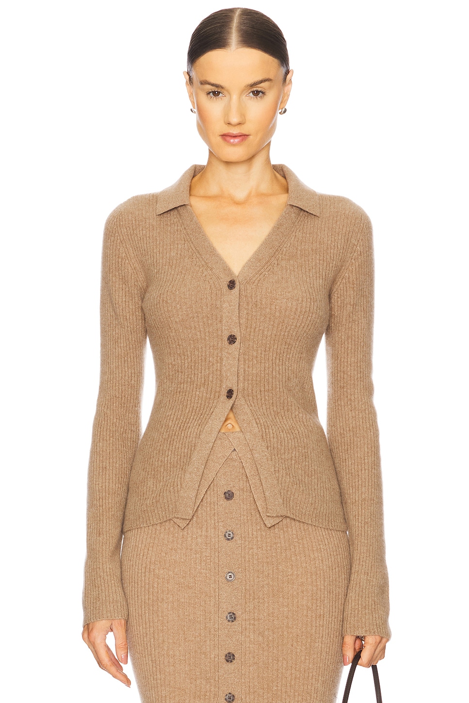 

Рубчатый кардиган с воротником Naadam, mocha