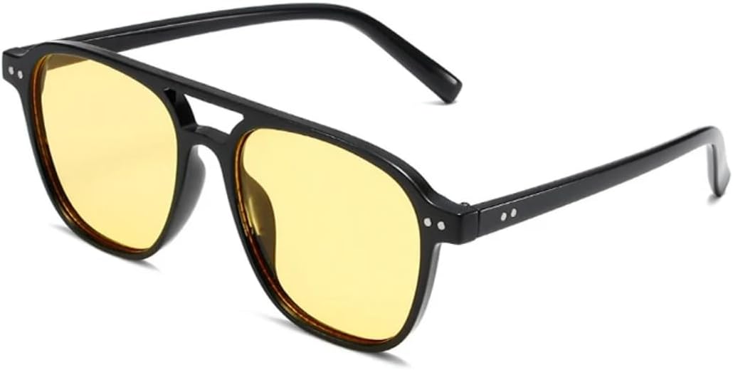 

Солнцезащитные очки с защитой от УФ-излучения UV400 | Двойная перемычка, прозрачные линзы цвета океана | для женщин и мужчин, для занятий спортом на открытом воздухе и вождения DSVIGF, Black-yellow