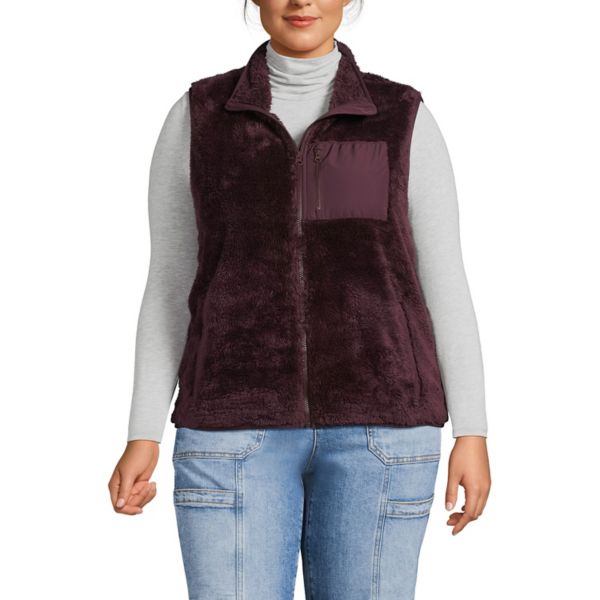 

Уютный жилет из шерпы большого размера Lands' End, цвет midnight plum