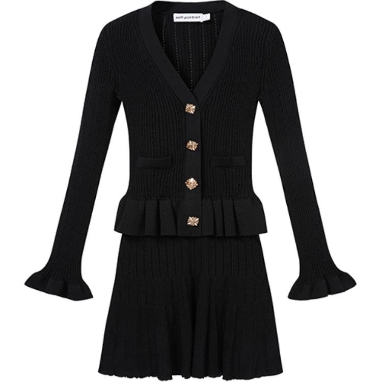 

Self-portrait Женское классическое черное платье с длинными рукавами