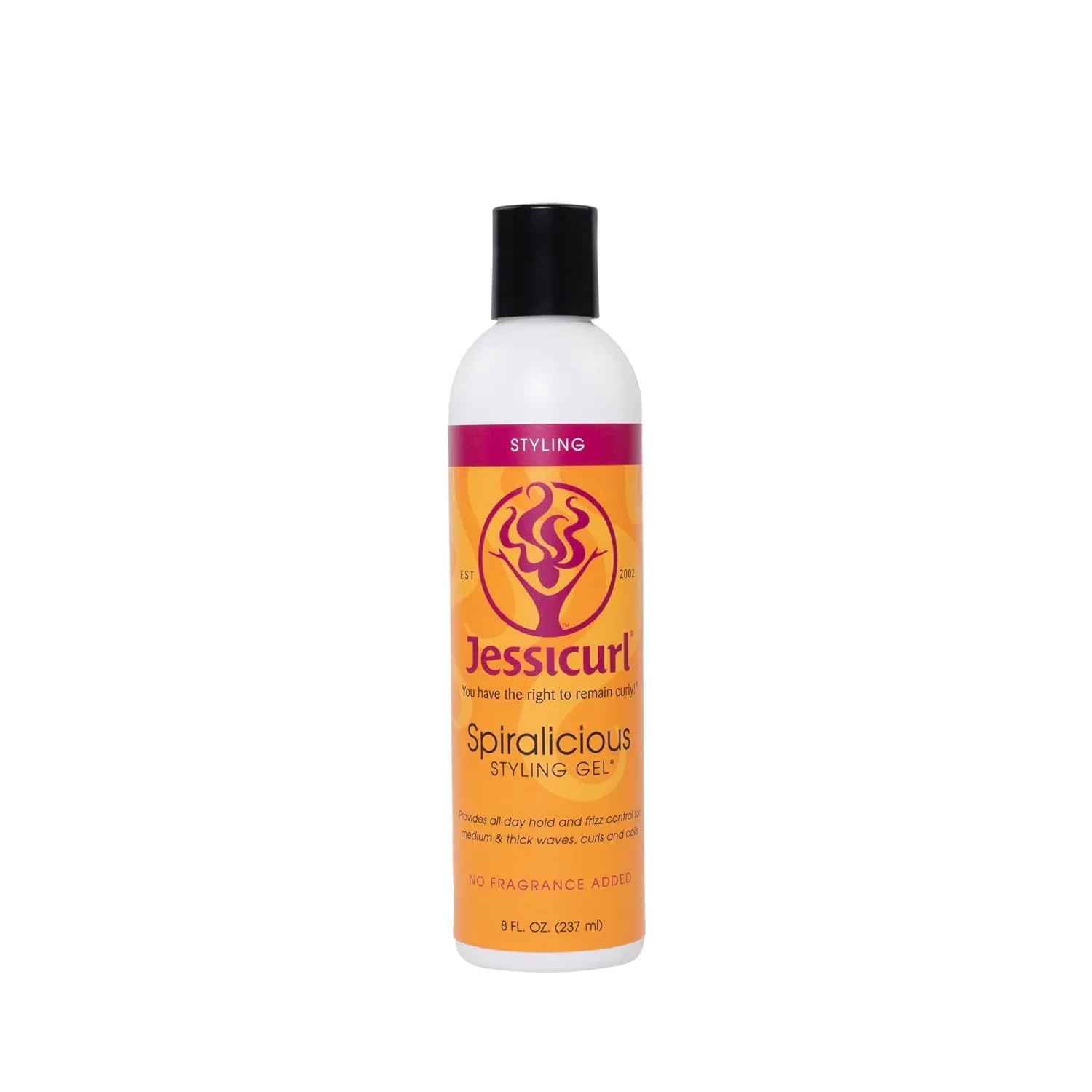 Гель для волос Jessicurl Spiralicious, 237 мл (8 жидких унций) - гель для кудрявых волос и контроля над пушистостью, без отдушек, подходит для всех типов волос.