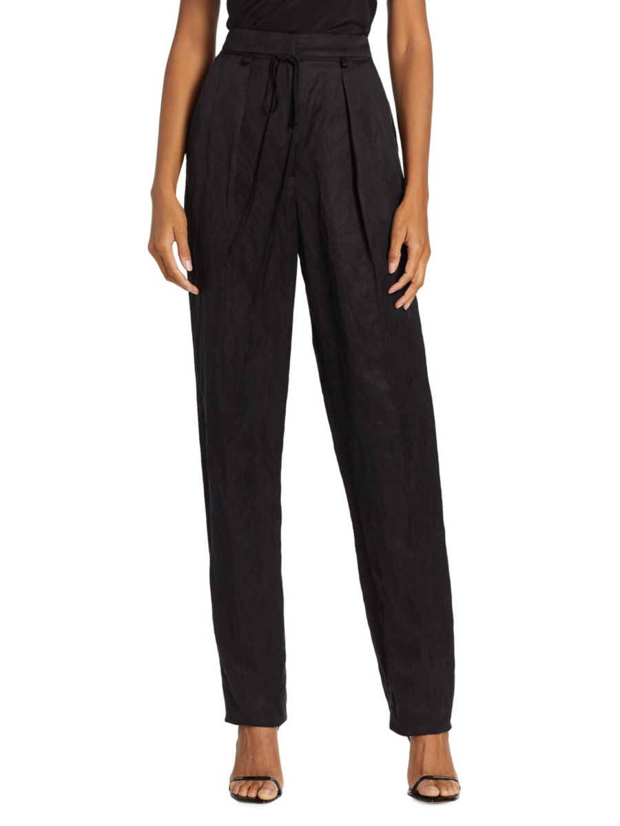 

Прямые брюки из смесовой льняной ткани Jason Wu, черный