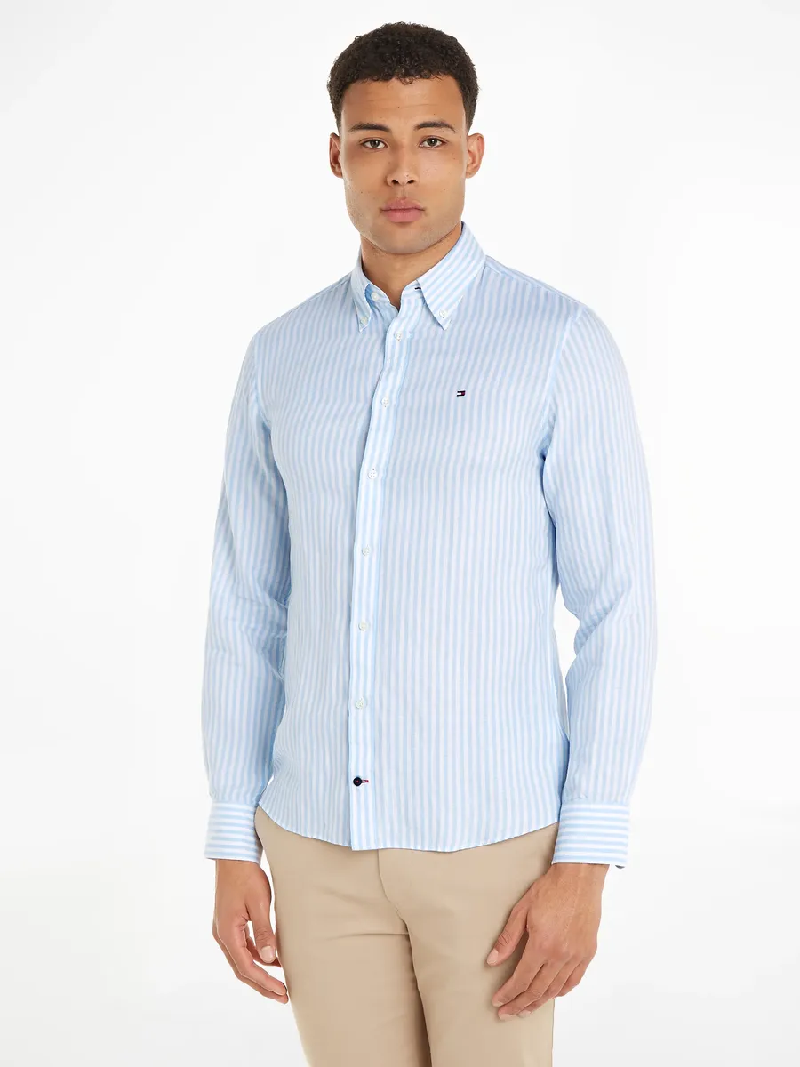 

Рубашка Tommy Hilfiger с длинными рукавами "CL W-COTTON LINEN STRIPE SHIRT", в модную полоску, белый