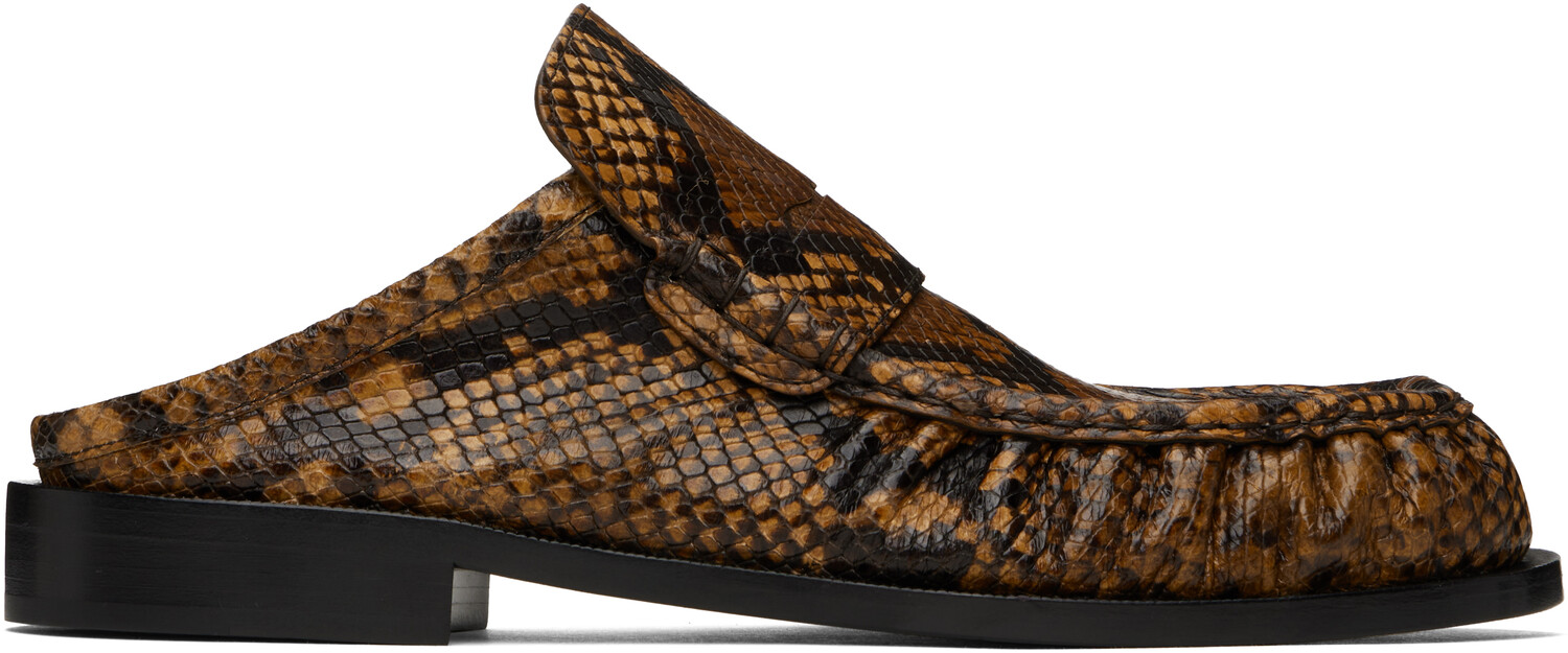 

Коричневые мокасины со змеиным принтом Dries Van Noten