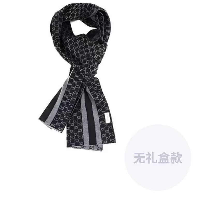 

GUCCI Шерстяной вязаный шарф унисекс черный, Black