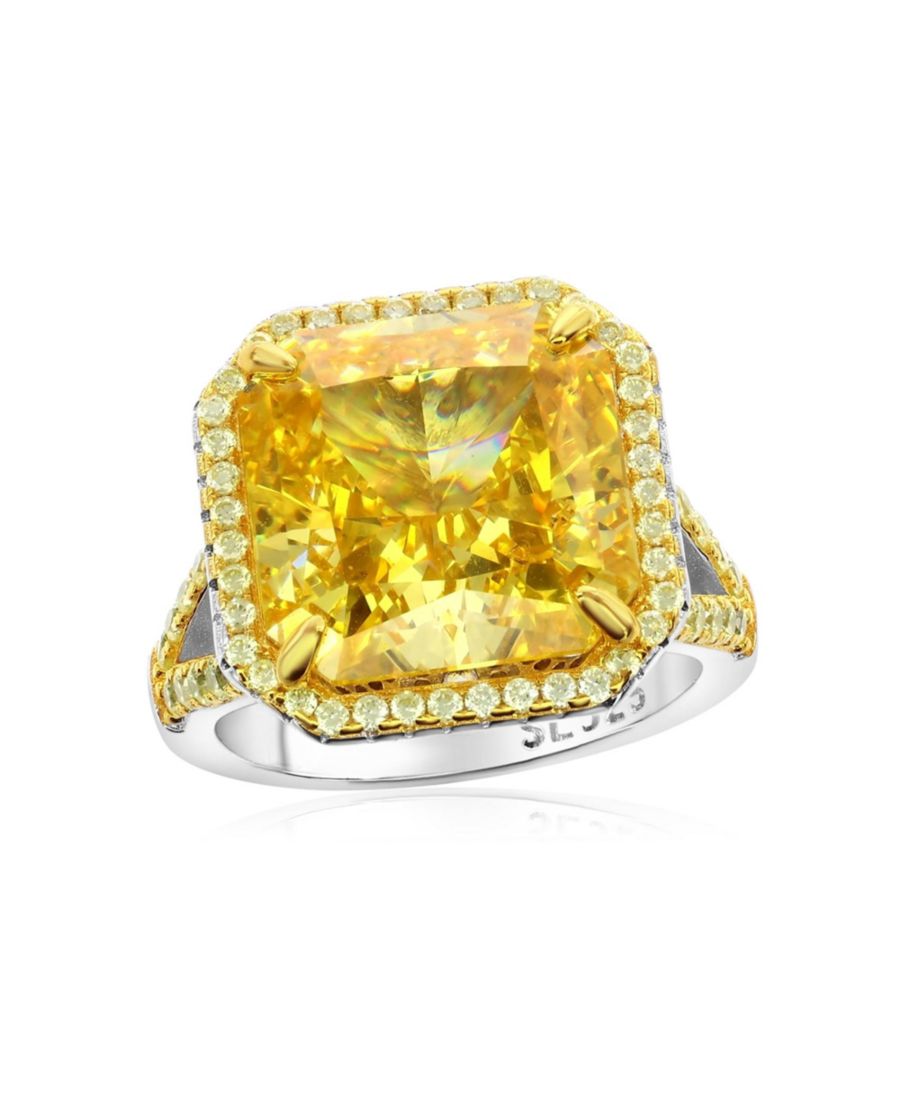 

Кольцо для коктейлей Gala Collection из стерлингового серебра с крупными фианитами огранки Ашер в виде фейерверка Suzy Levian New York, Yellow