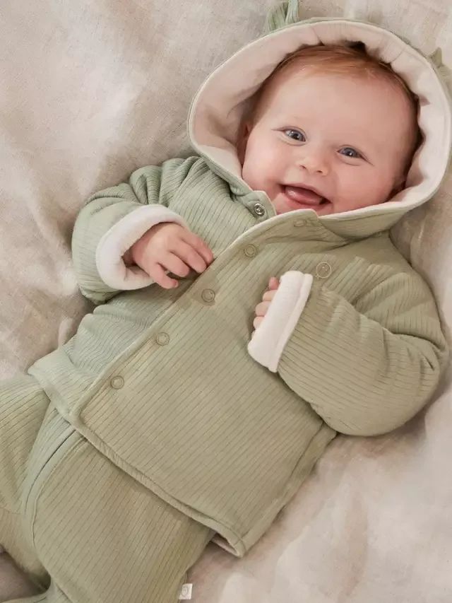 Двусторонняя ребристая куртка Baby, цвет шалфей MORI — фото 3