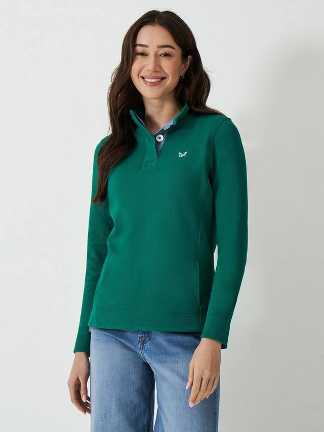 

Толстовка на пол- пуговицы Crew Clothing, цвет Emerald Green