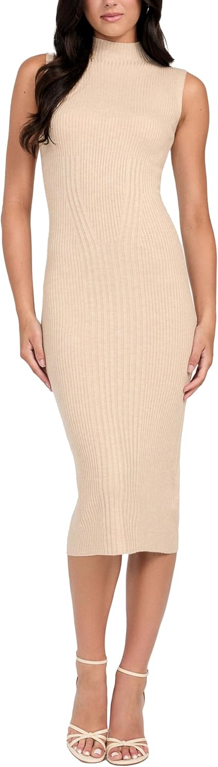 

GUESS Женское бесшовное платье-свитер без рукавов Julia, Beige Melange