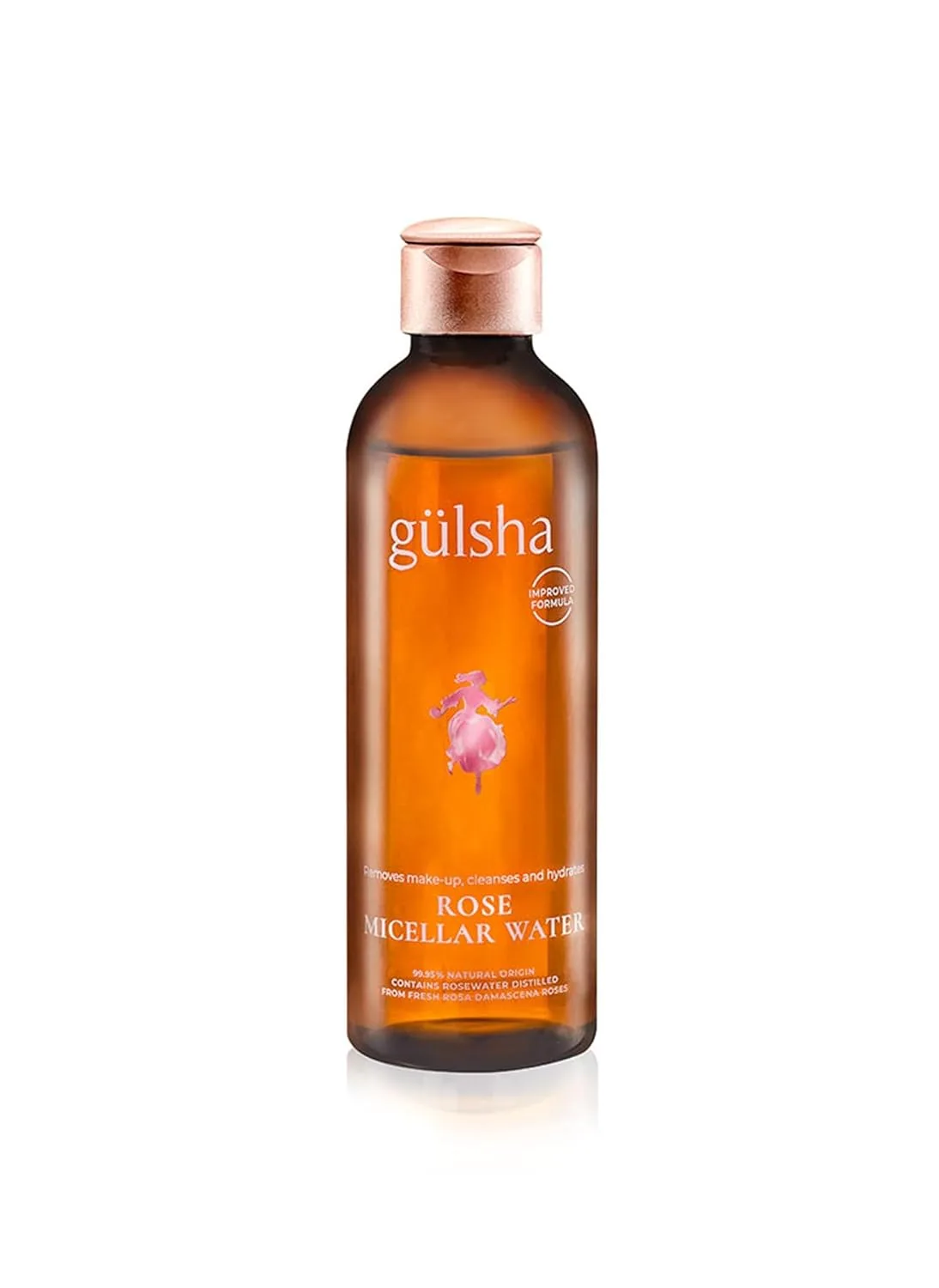 GULSHA Rose Micellar Water - очищающая вода для лица и снятия макияжа, увлажняющая, без отдушки, смягчает кожу, формула разработана во Франции для всех типов кожи, натурального происхождения, 200 мл Gülsha