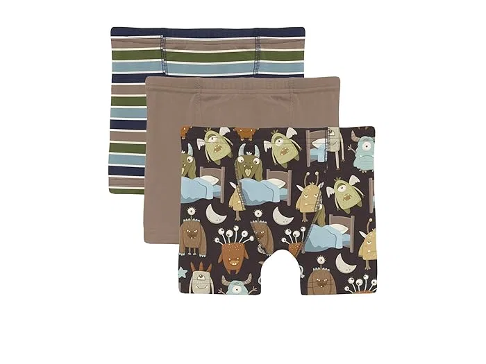 Боксеры набор 3 шт Print Boxer Brief Set Kickee Pants Kids, Fall Vibes Stripe/Portabella/Midnight Monsters Under The Bed