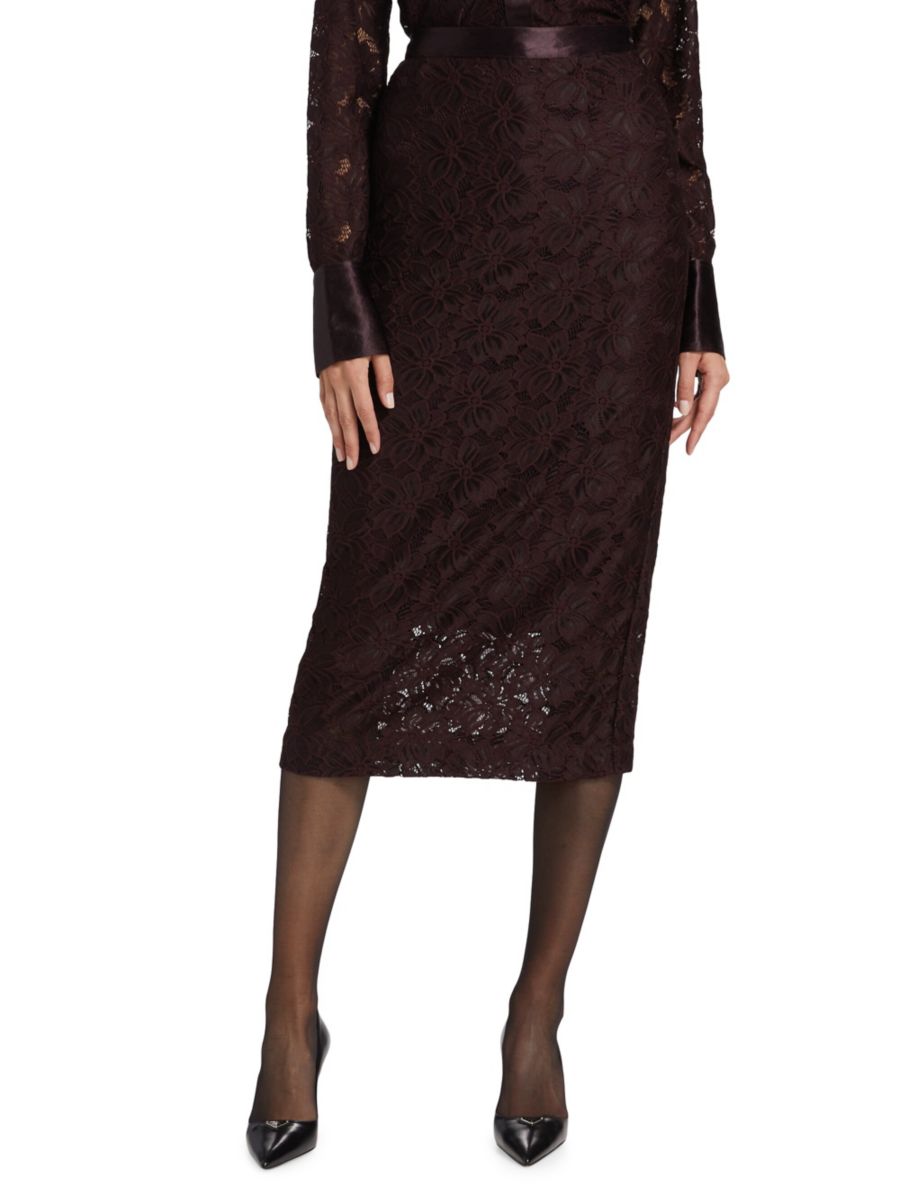 

Юбка-карандаш миди из кружева Marjorie Derek Lam 10 Crosby, цвет Aubergine