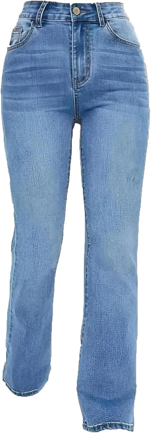 

Женские джинсы Mid Waist Bootcut Casual Loose Fit с молнией и пуговицей