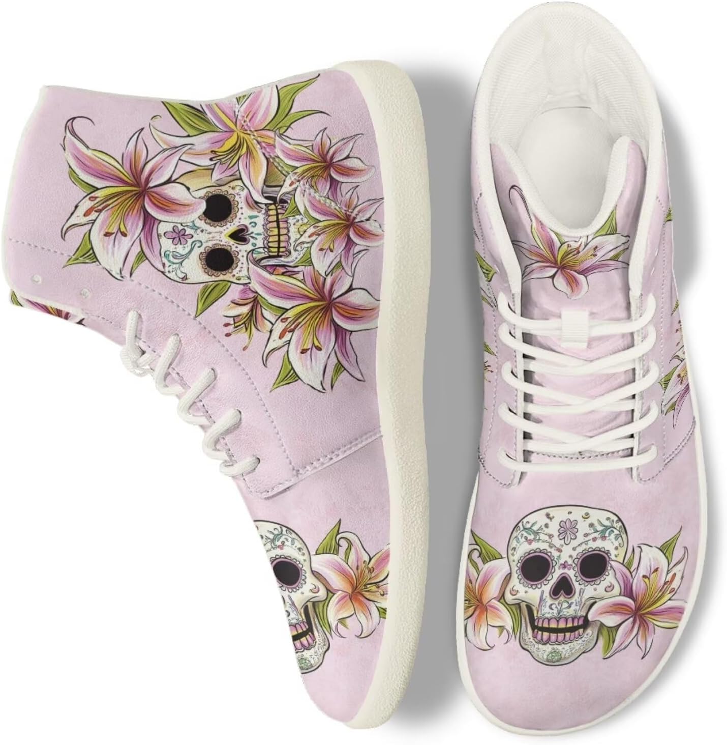 

Женские и мужские кроссовки с черепом, беговые, слипоны, рабочие, высокие, для ходьбы, тенниса, спортивные Ecaestolph, розовый