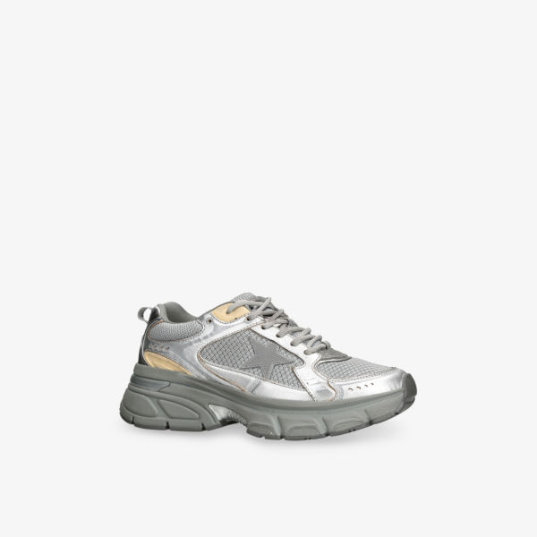 Кроссовки Golden Goose Lightstar кожаные с сетчатыми вставками, серебряный — фото 3