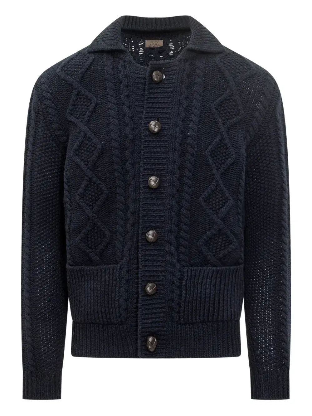 

Кардиган с аранами и воротником поло Rakki, синий