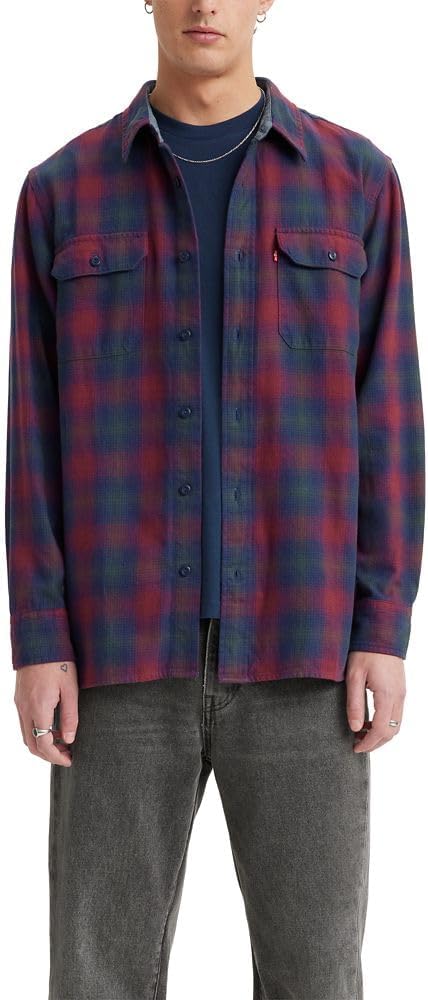 

Мужская классическая рабочая рубашка Levi's с длинным рукавом, Scottie Plaid Chocolate Truffle