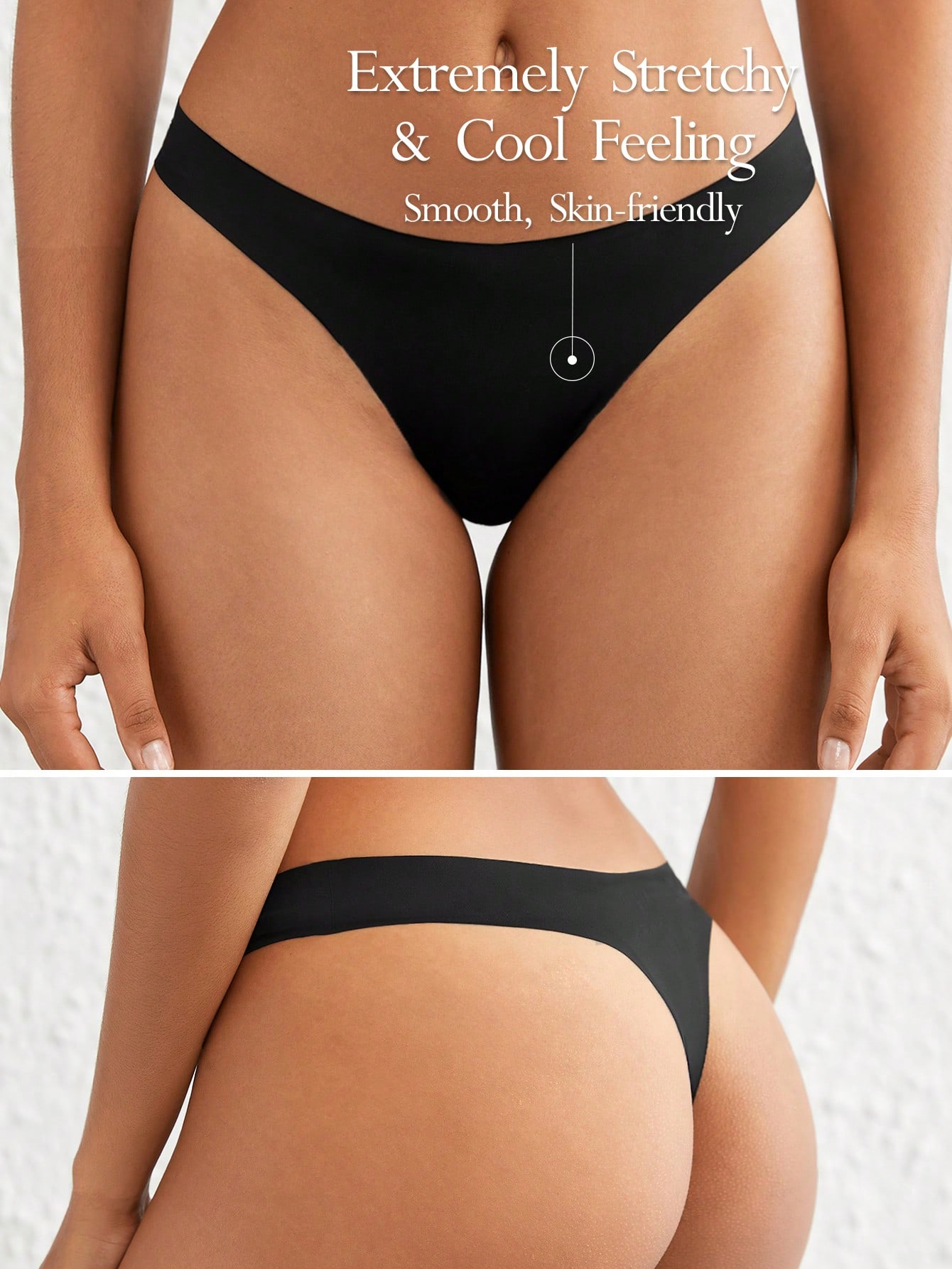 

SHEIN Нижнее белье Leisure Thong, однотонное, черный цвет