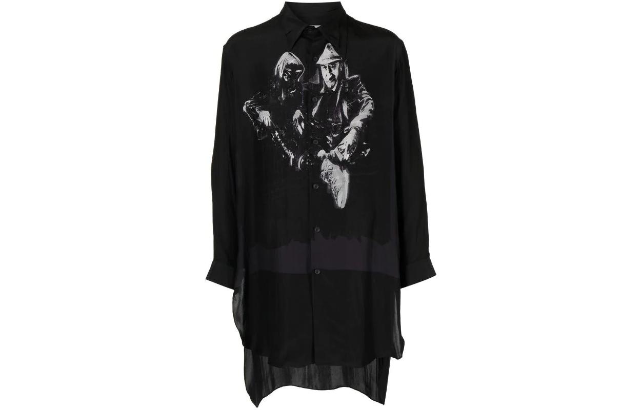 

Графическая рубашка из хлопка Yohji Yamamoto, черный