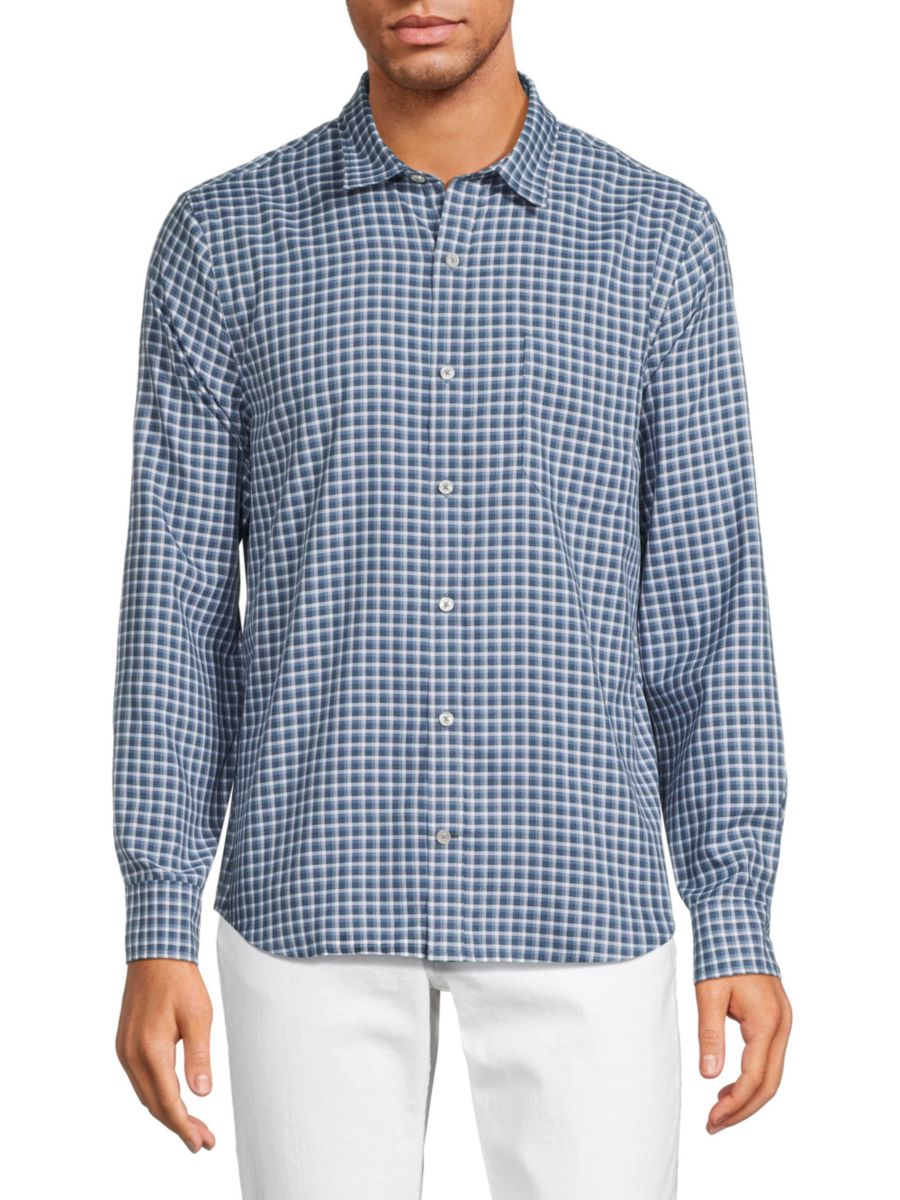 

Однотонная рубашка Airflex Mack Weldon, цвет True Navy Gingham