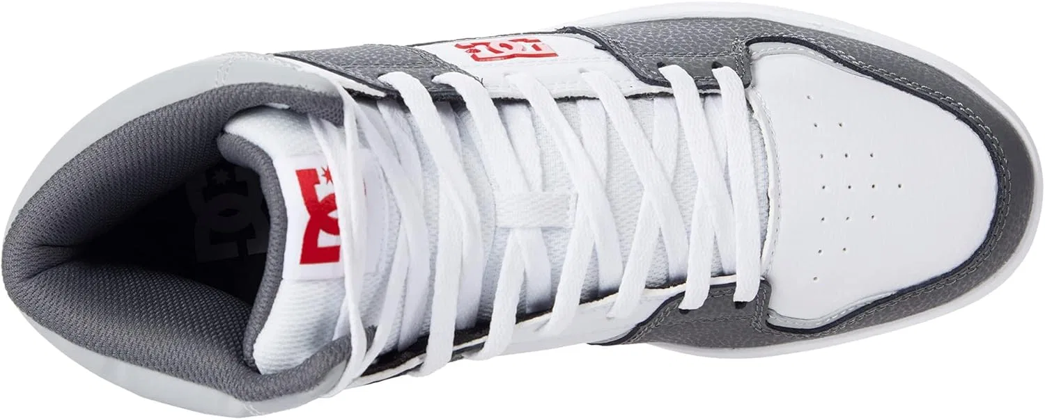 Кроссовки DC Shoes Cure, кожаные, высокие, White/Grey/Red — фото 2