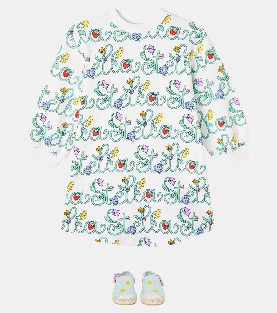 Платье-толстовка из хлопкового трикотажа с логотипом Stella McCartney Kids, белый — фото 2