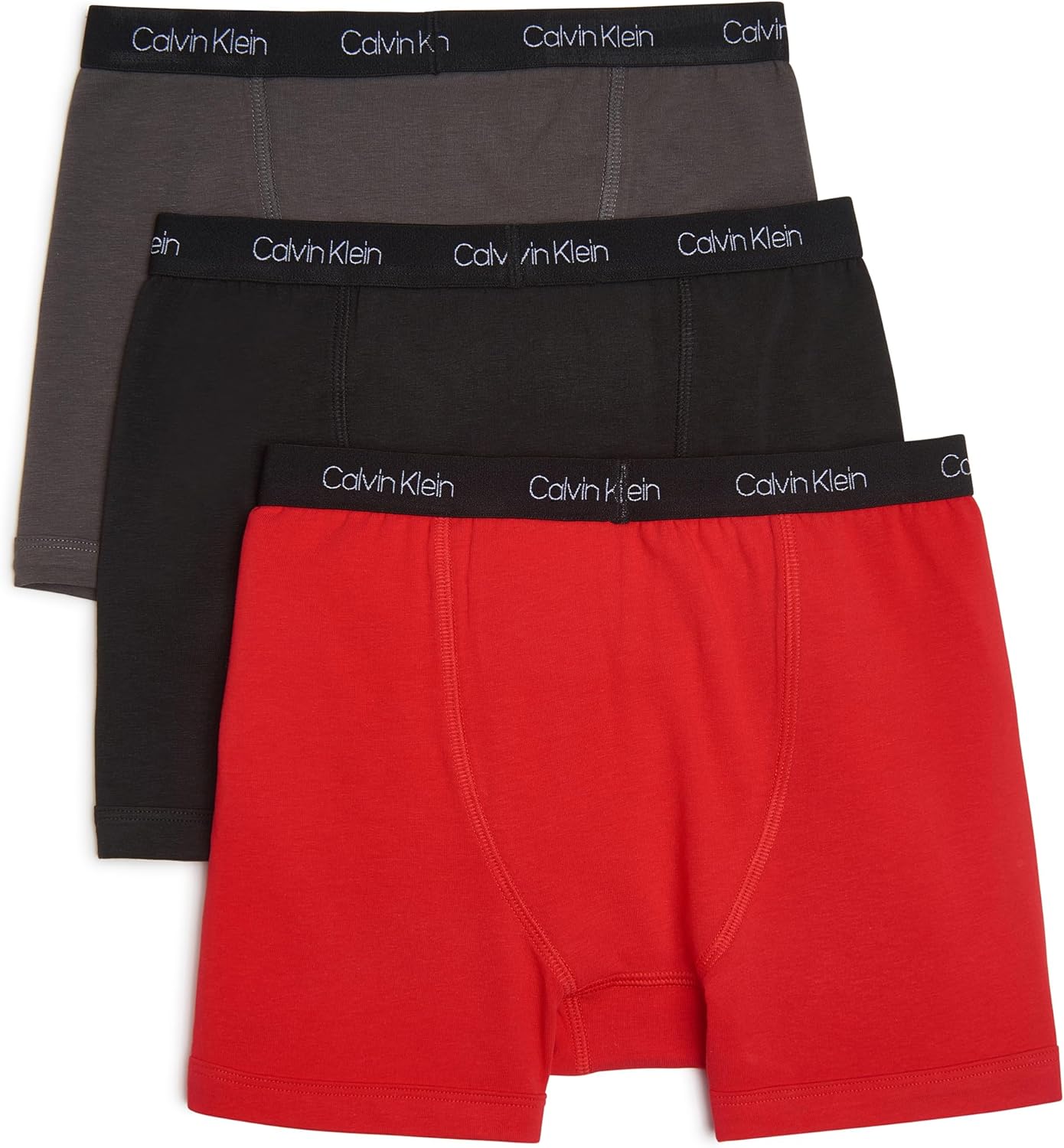 Комплект из 3 трусов-боксеров для мальчиков Calvin Klein, High Risk Red/Black/Castle Rock — фото 2