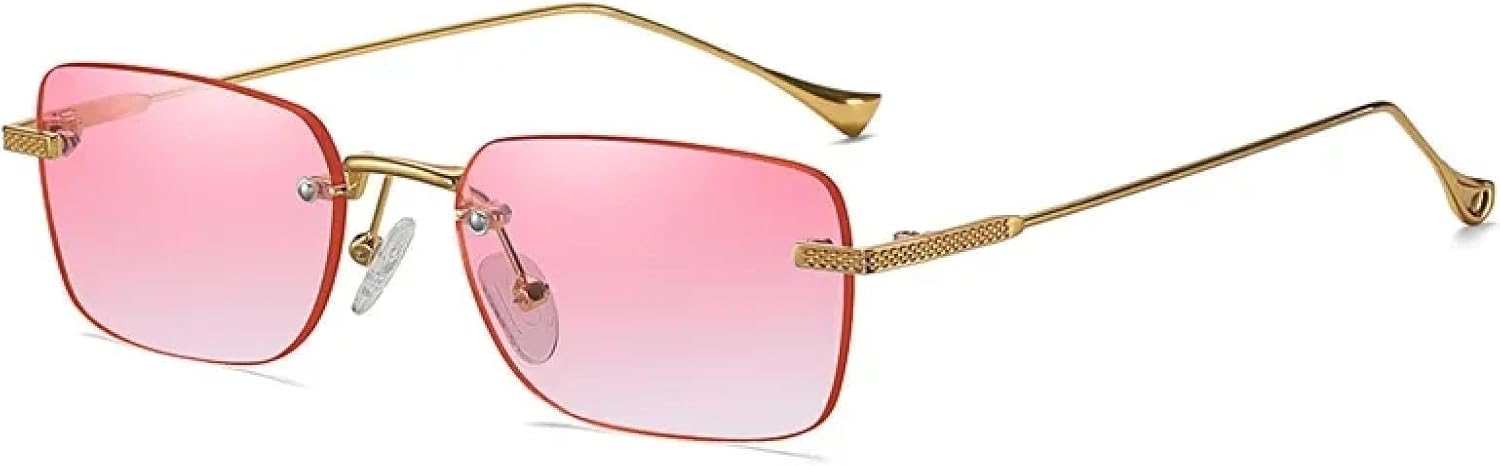 

Солнцезащитные очки с защитой UV400 | Без оправы, маленькие, прозрачные, с градиентным переходом | Для женщин и мужчин, для занятий спортом на открытом воздухе и вождения DSVIGF, Gold Pink