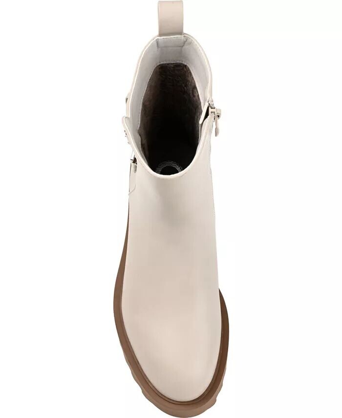 Женские байкерские ботинки Yasmine Lug Sole Mid Shaft Journee Collection, коричневый/бежевый — фото 4
