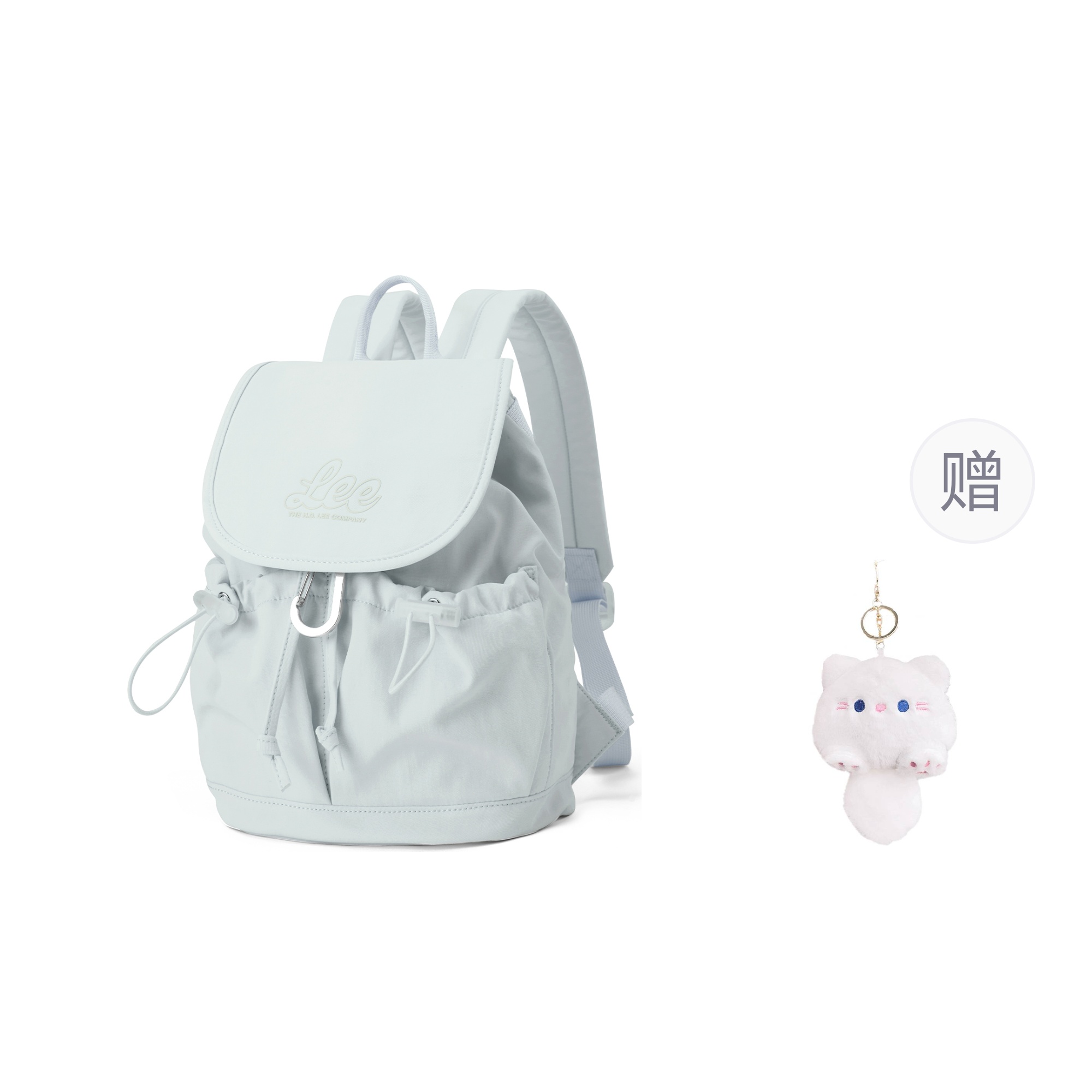 

Lee Тканевый рюкзак унисекс светло-серый голубой кремово-белый, Light Gray Blue+Exclusive Pendant