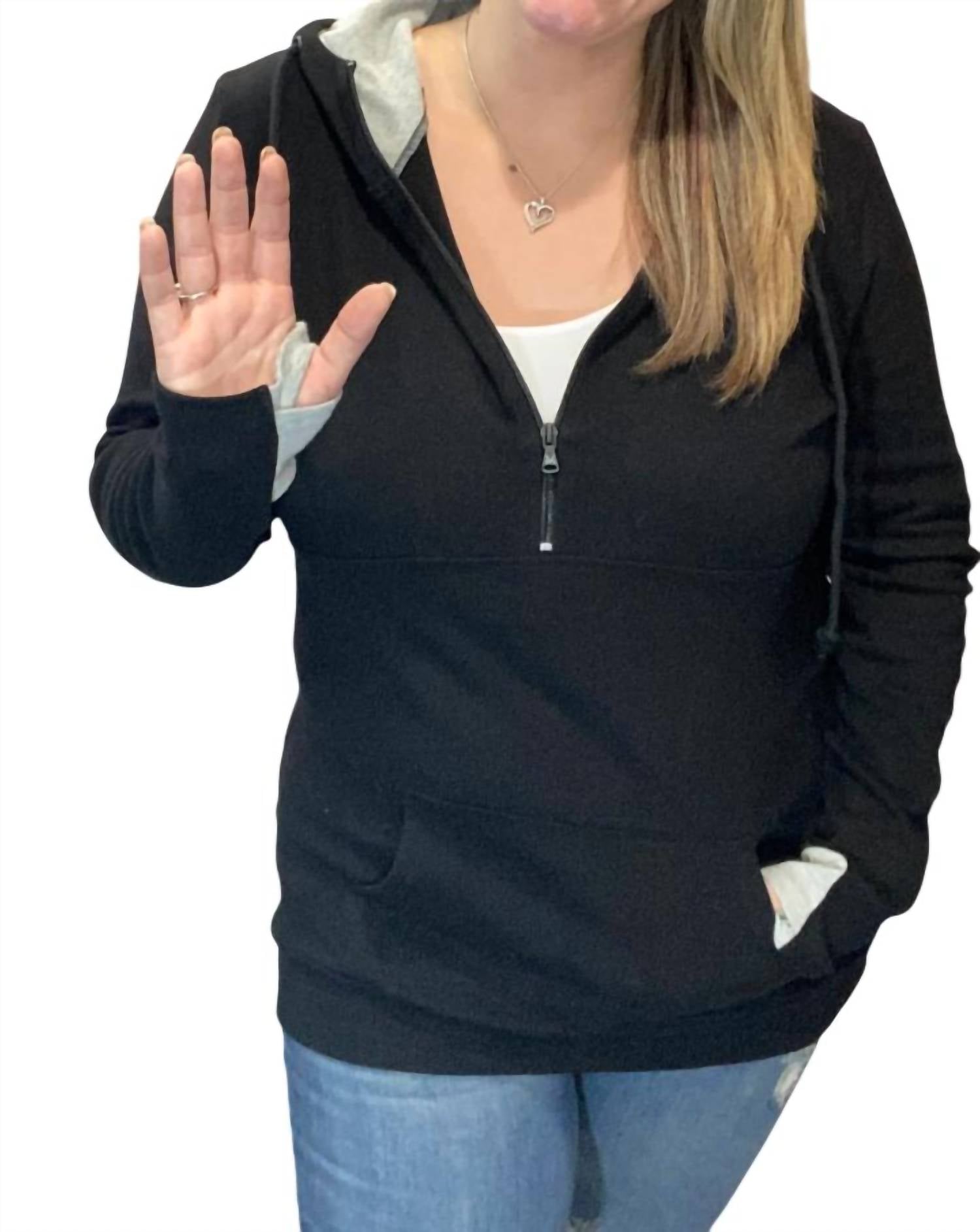 

Michelle Mae Классическая черная толстовка с застежкой-молнией до середины груди