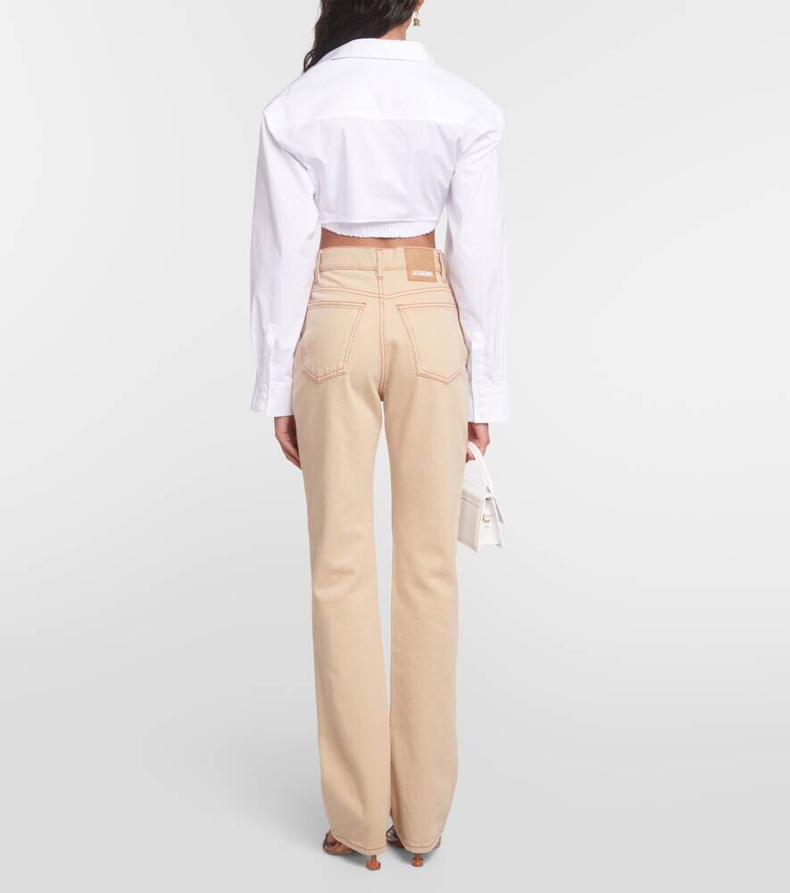 Укороченный топ La Chemise Bahia из смесового хлопка JACQUEMUS, белый — фото 3