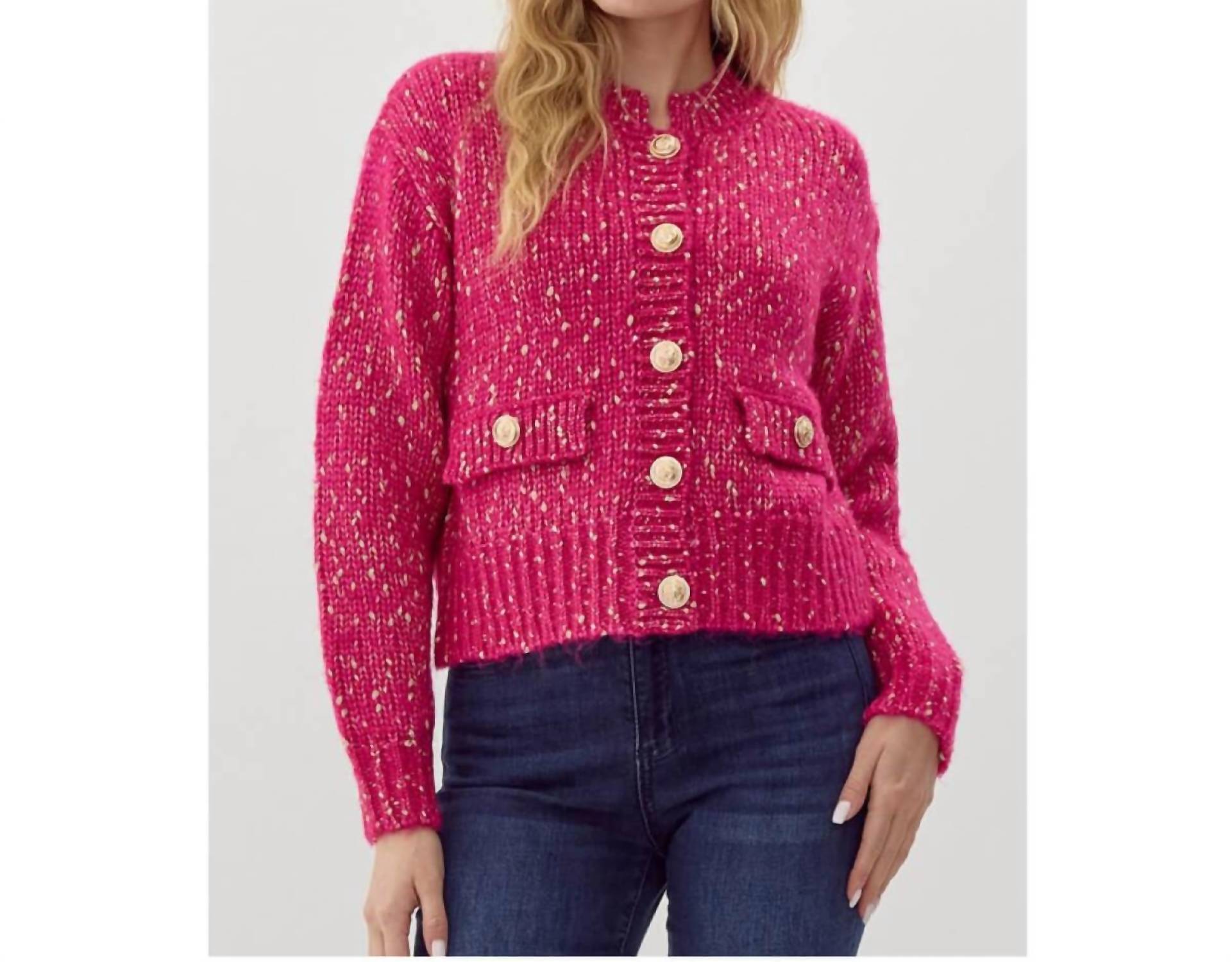 

Укороченный кардиган Preppy Knit в розовом цвете Jodifl