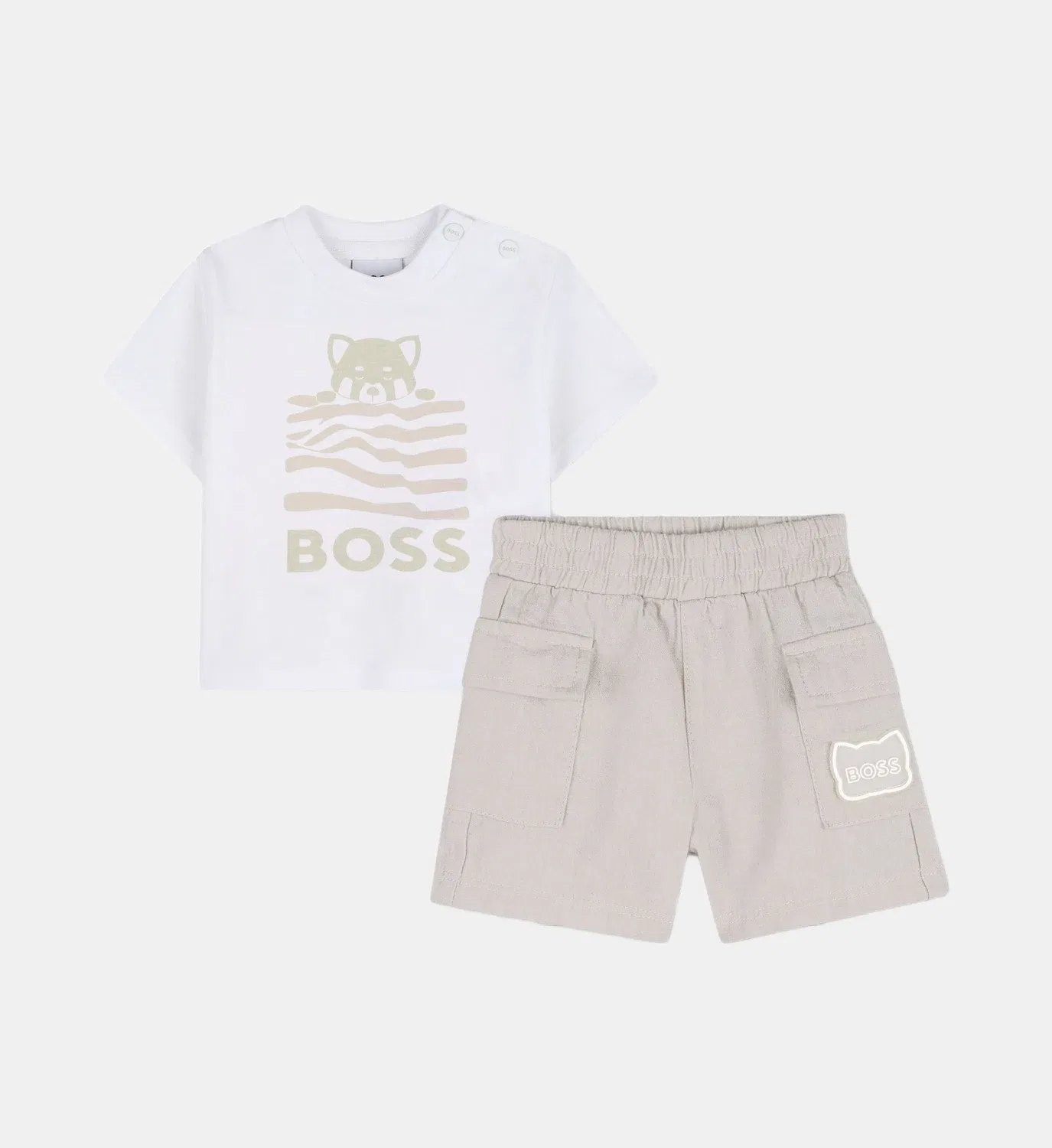 Комплект из футболки и шорт Boss Kidswear, бежевый