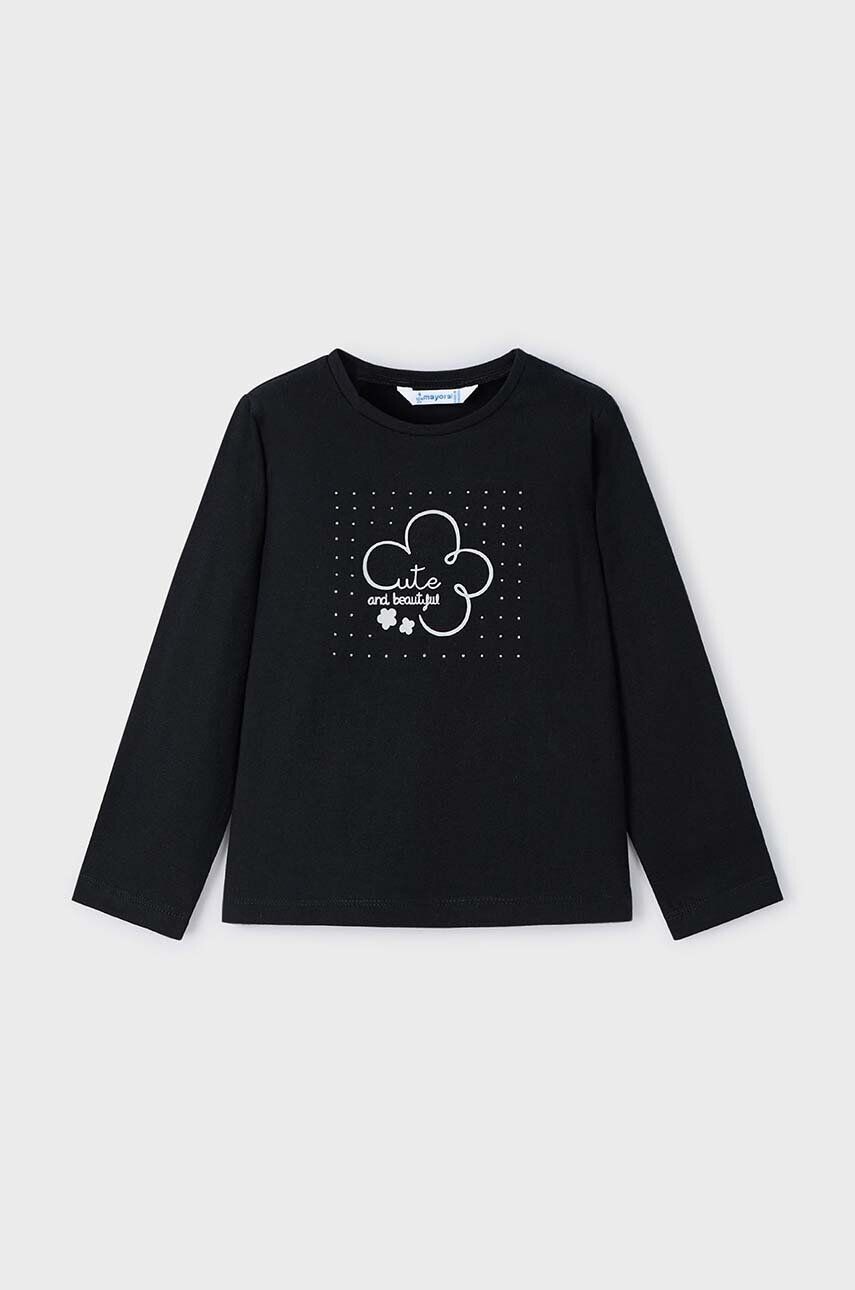 

Хлопковая рубашка Mayoral с длинными рукавами для мальчиков и девочек, черный