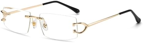 

Солнцезащитные очки без оправы для женщин, металлические солнцезащитные очки для мужчин, защита от УФ-излучения UV400, женские солнцезащитные очки MTZJH, Gold With Clear