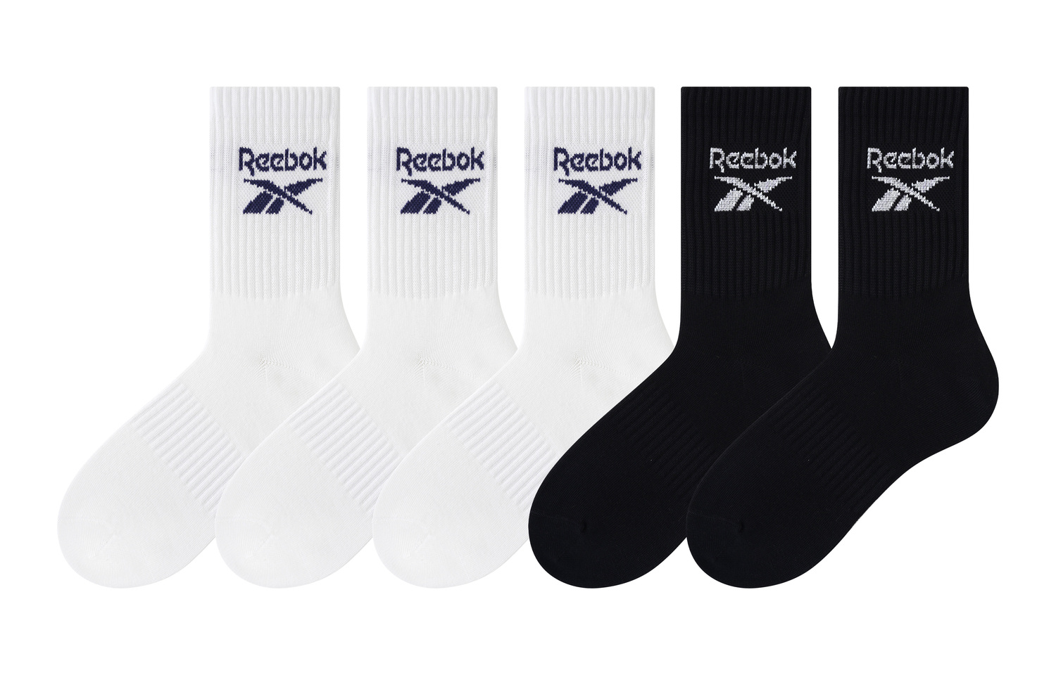 

Низкие носки унисекс 5 пар Reebok, белый/черный